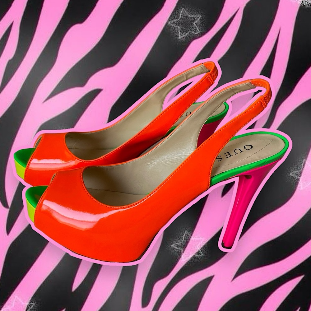 SOLD • neon Guess heels